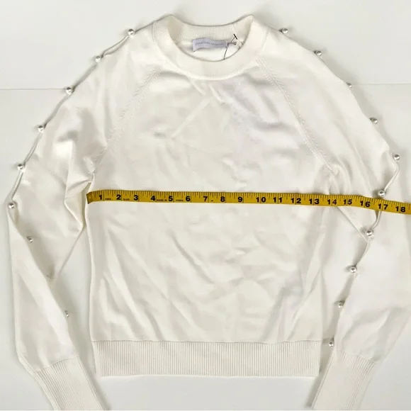 Jonathan Simkhai NWT Geneva Compact Ribbed Pearl Long Sleeve Ivory Top Size XS - Picture 6 of 10